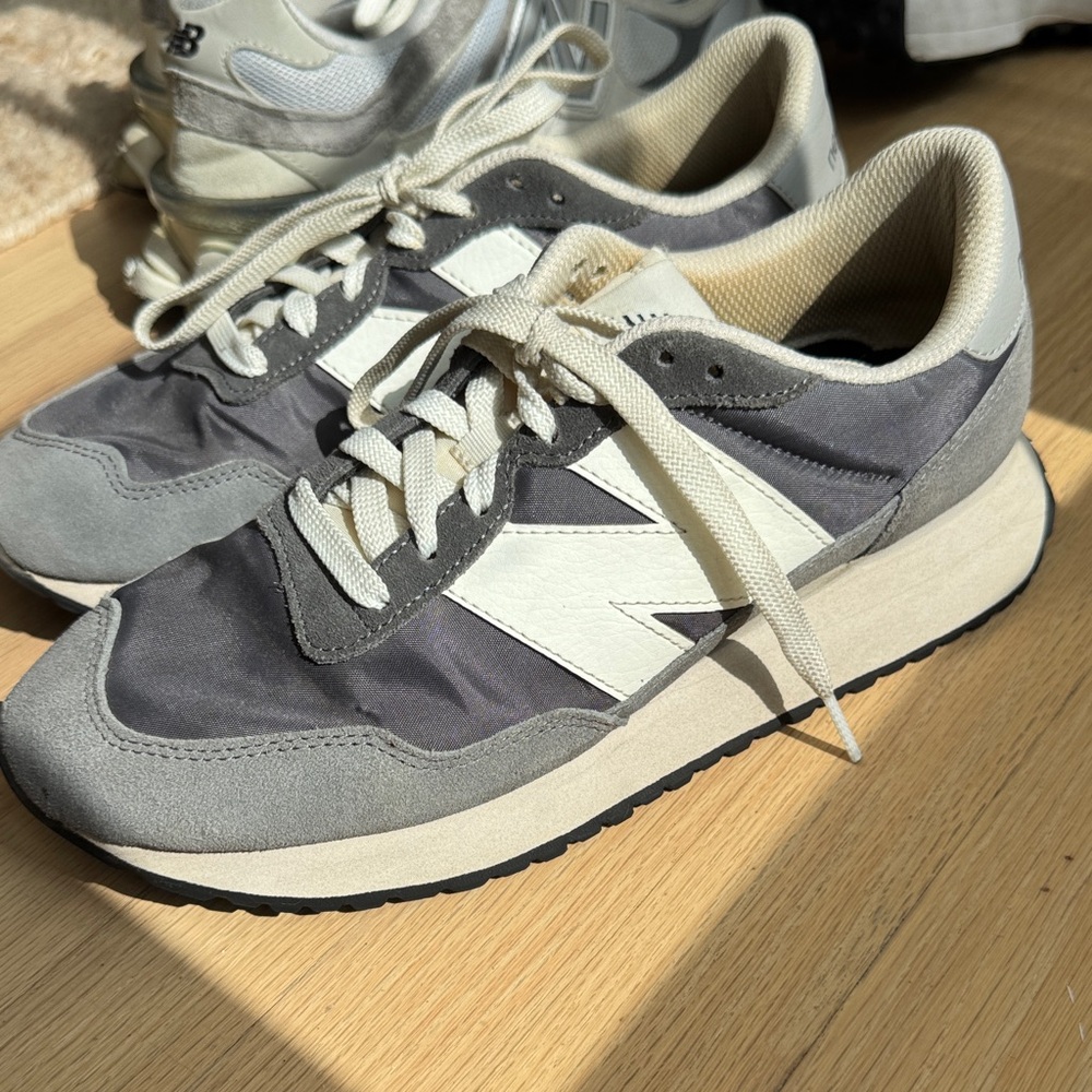 New Balance Charcoal and Cream Sneakers